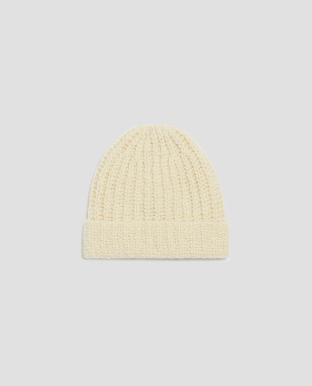 Bouclé wool beanie I010 glass green beige