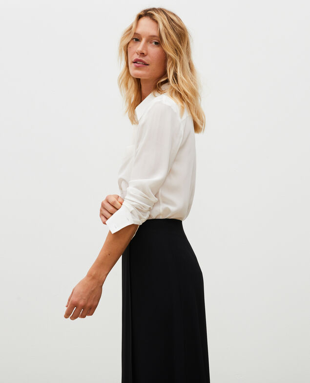 Loose long-sleeve silk shirt Jet stream