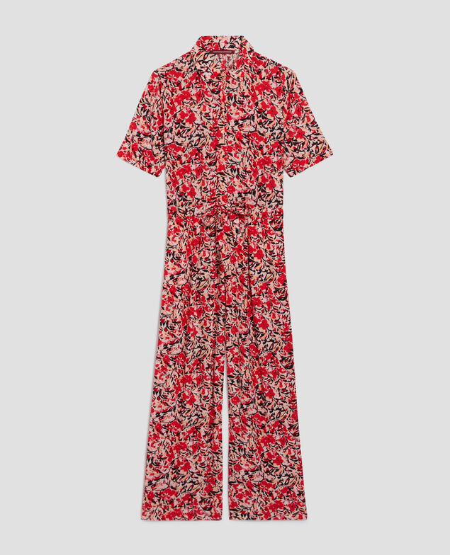 Silky jumpsuit J120 leaf pink