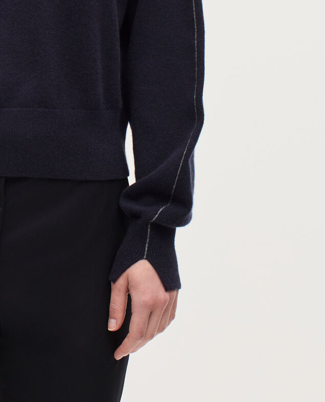 Round neck cashmere jumper K691 navy st gray