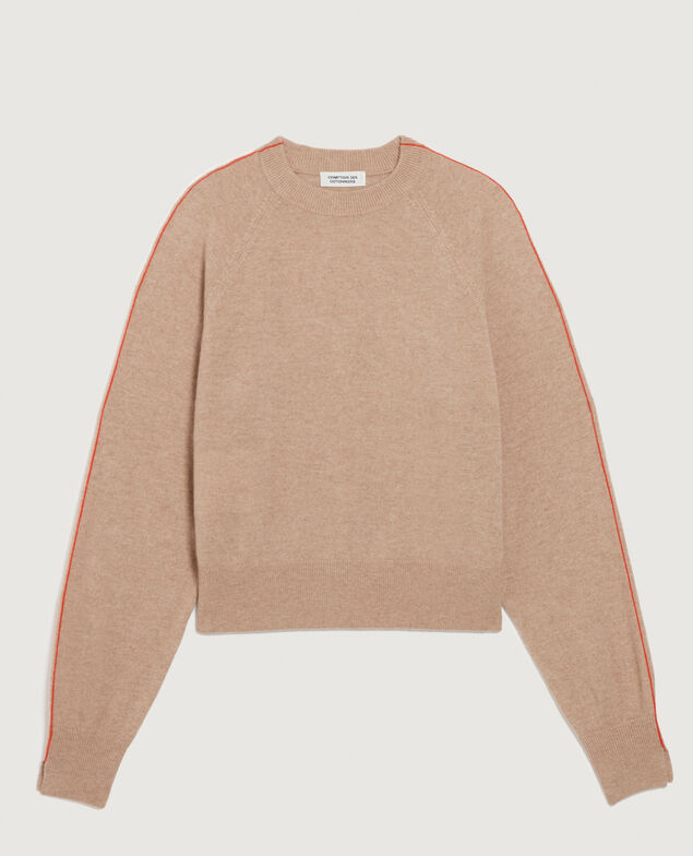 Round neck cashmere jumper K321 tan st pumpkin