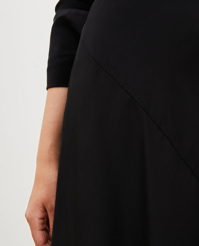 Flared silk bias-cut skirt Black beauty