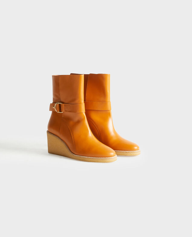 Platform leather ankle boots 4249 camel