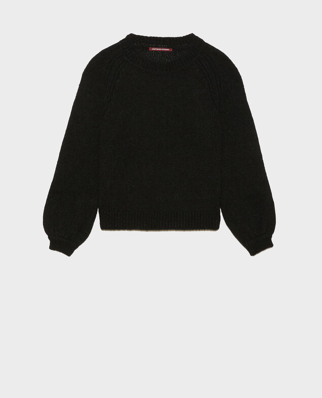 Loose boatneck wool jumper Black beauty