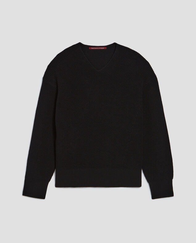 V-neck cotton jumper H091 black beauty