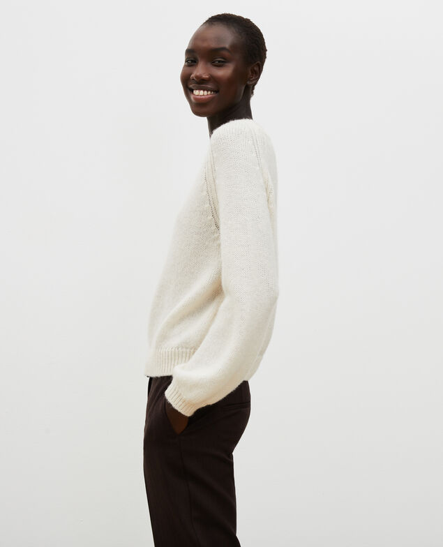 Loose boatneck wool jumper Jet stream