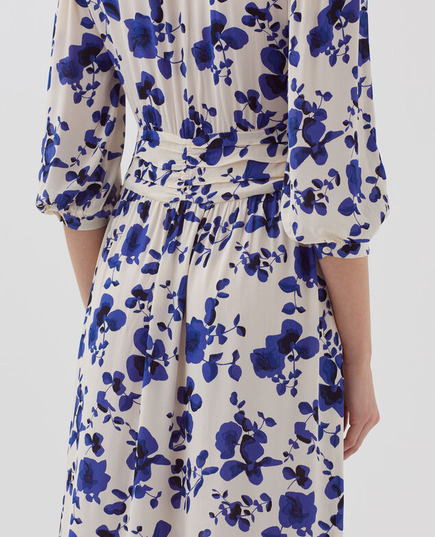 Silky maxi dress I302 floral white