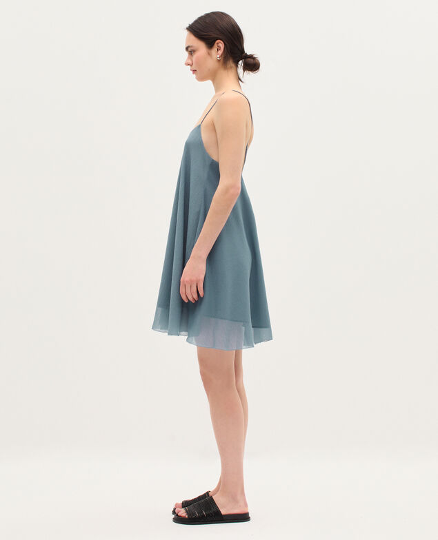Muslin mini dress  K631 blue lake