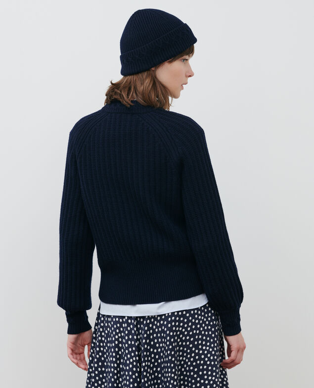 Rib knit new wool jumper Night sky
