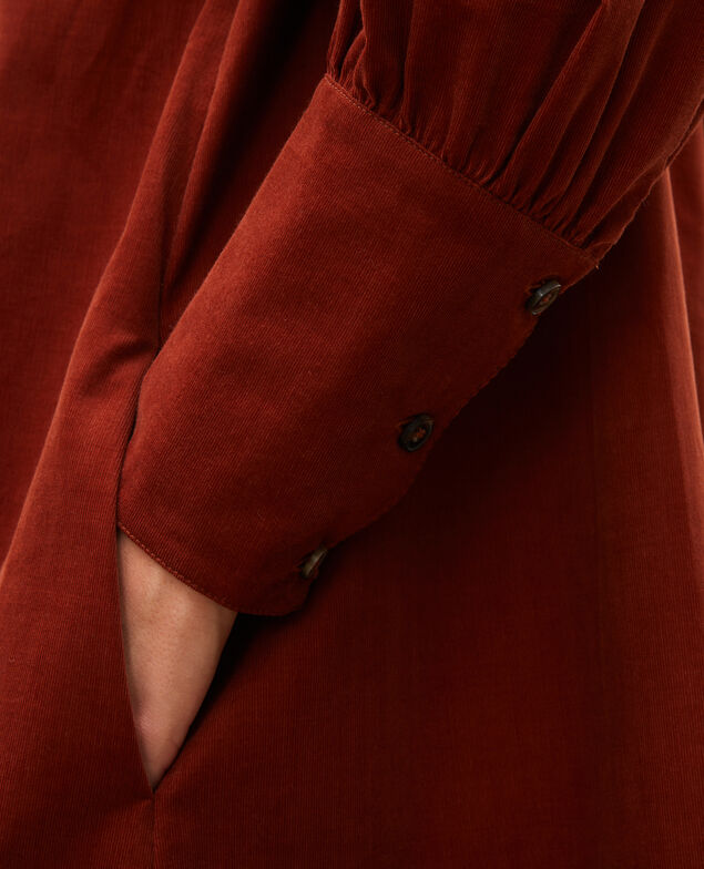 Corduroy yoke smock dress  Brandy brown