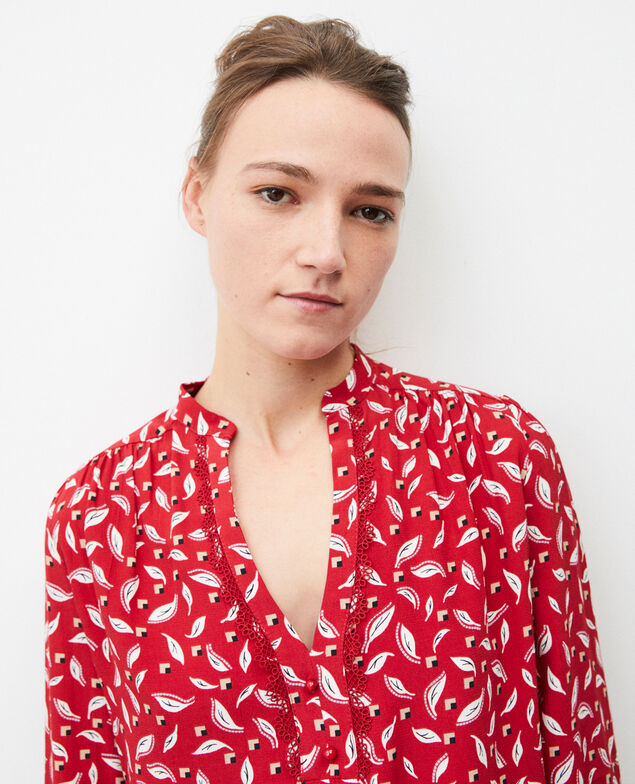 Henley blouse Earth red