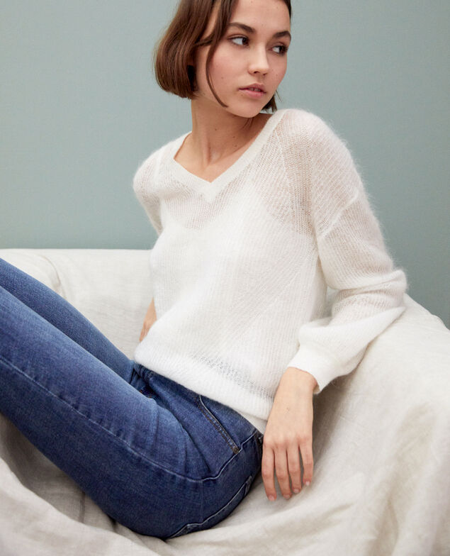 V-neck mohair jumper Off white