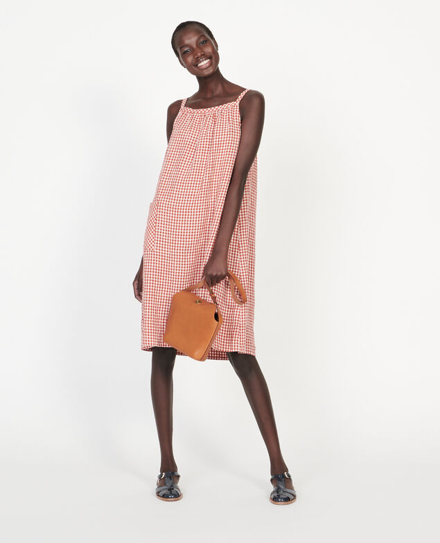 Cotton dress Vichy ketchup buttercream