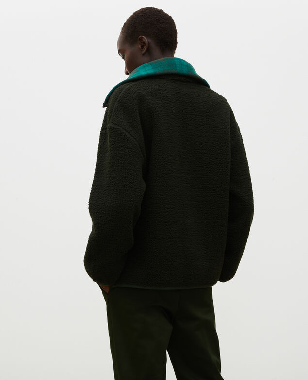 Fleece half-zip jumper with tartan collar Scarab