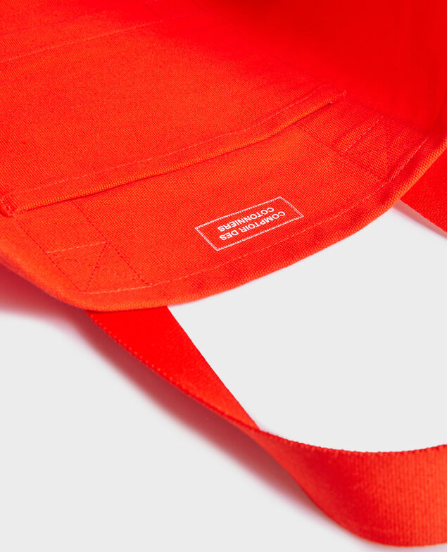 Multi-pocket cotton tote bag Spicy orange