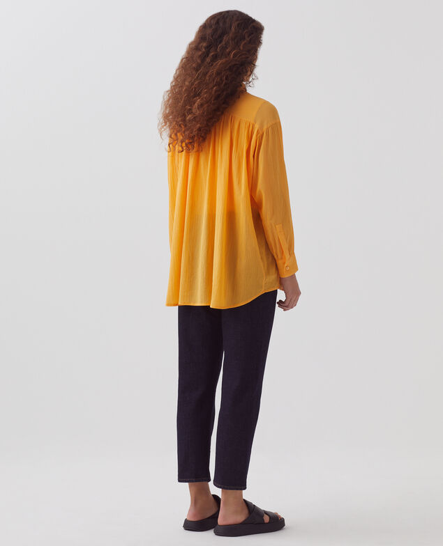 Pleated cotton blouse H450 artisan's gold