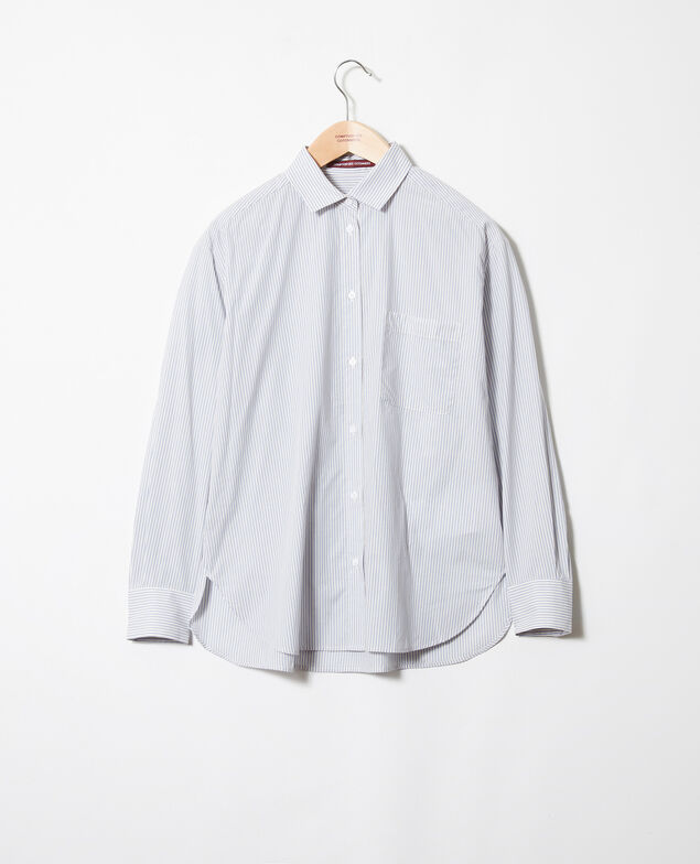 Striped cotton shirt Ss navy