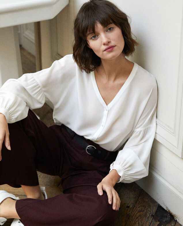 V-neck blouse White