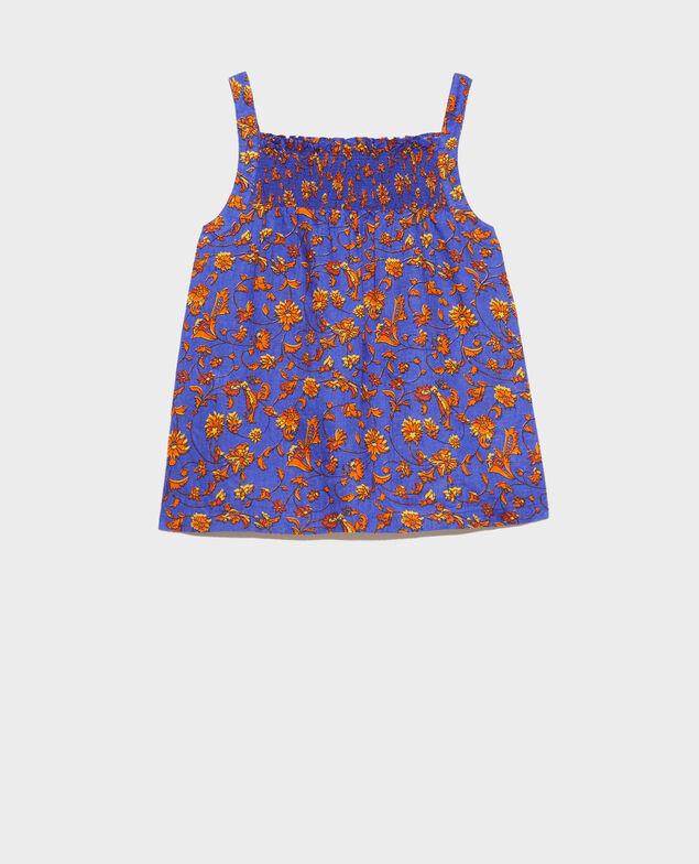 Strappy linen top Indie-big-blue
