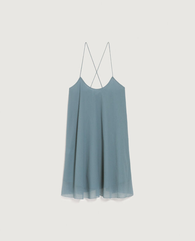 Muslin mini dress  K631 blue lake
