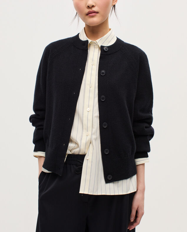 Round neck cashmere cardigan K090 black st navy