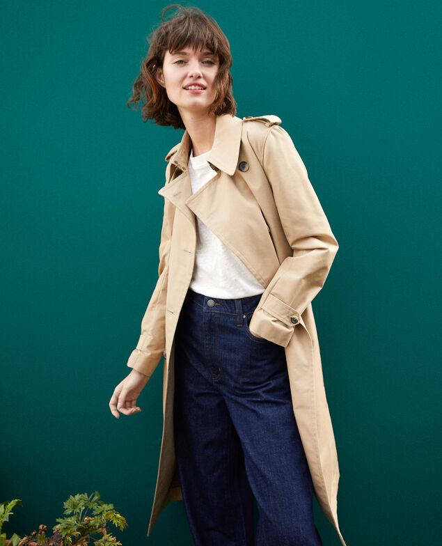 Mid-length trench coat Travertine