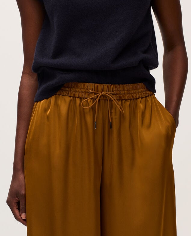 Wide silky trousers K340 bone brown