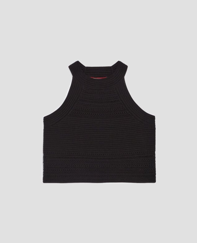 Cotton crochet tank top H091 black beauty