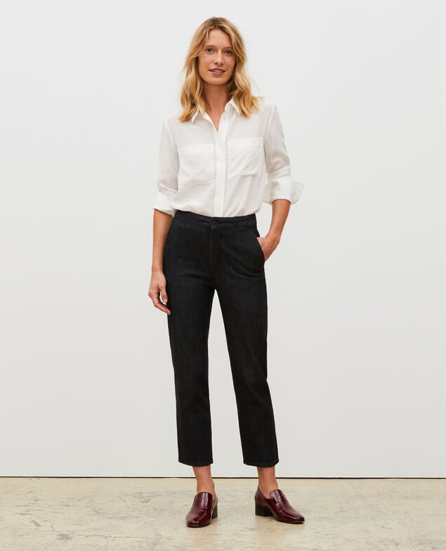 CHINO - High-waisted denim carrot pants Noir denim