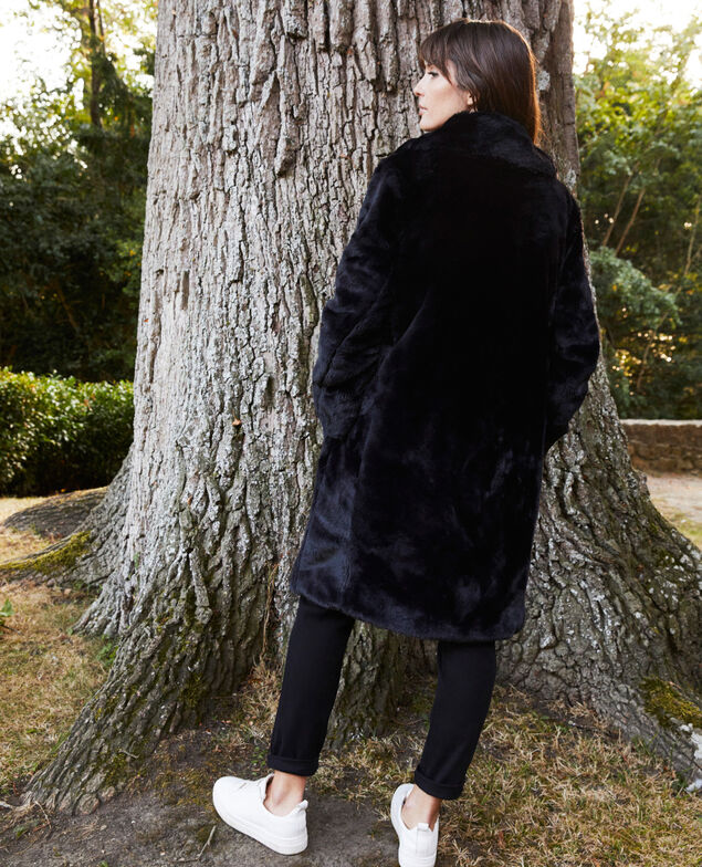 Synthetic fur coat Noir
