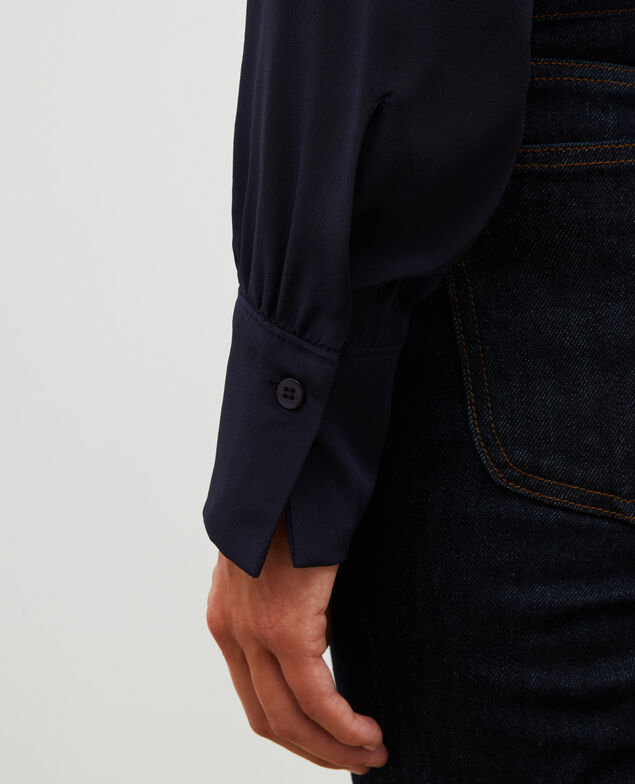 Loose long-sleeve silk shirt Night sky