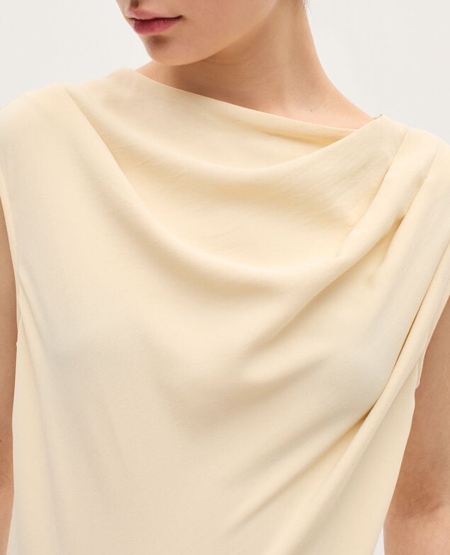Silky crepe jumpsuit K300 ecru beige