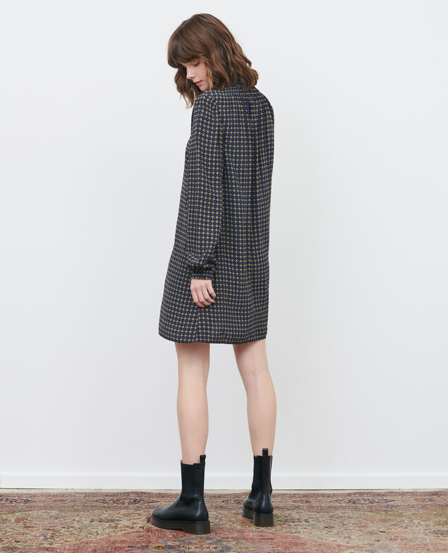 Mini dress with smocking Cravate green
