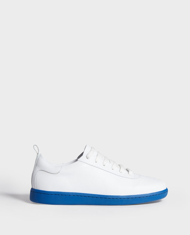 Lace-up leather sneakers White princess blue
