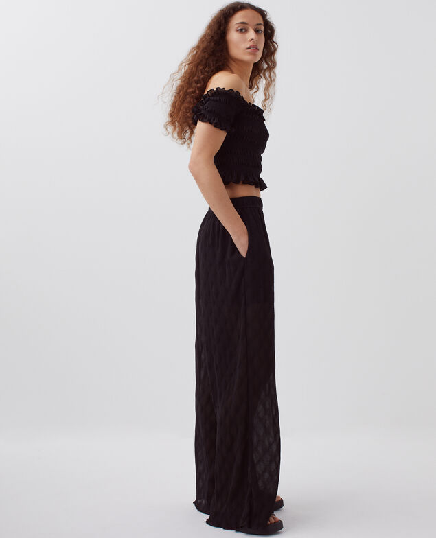 Loose silky trousers H091 black beauty