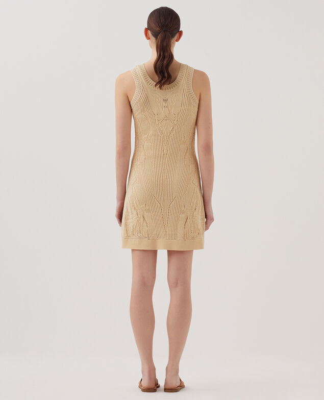 Floral crochet mini dress J300 natural