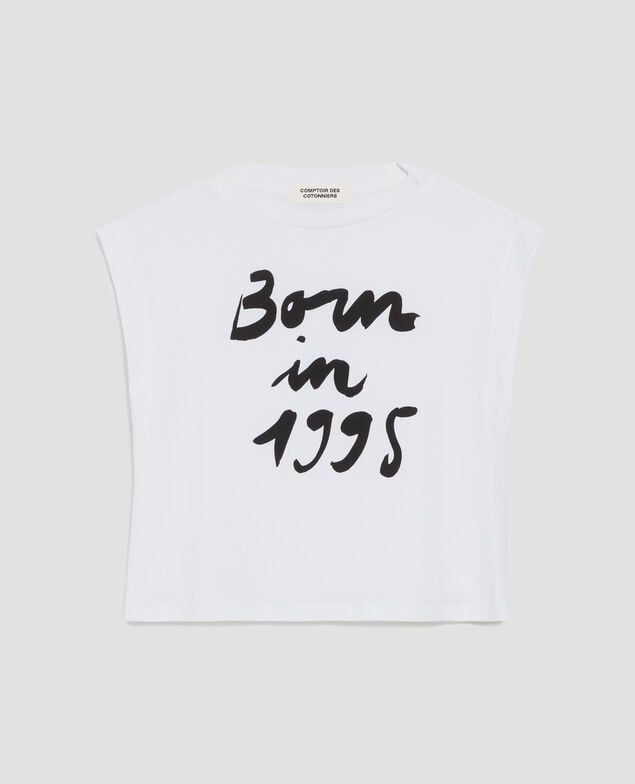 Boxy cotton t-shirt J000 white base 95