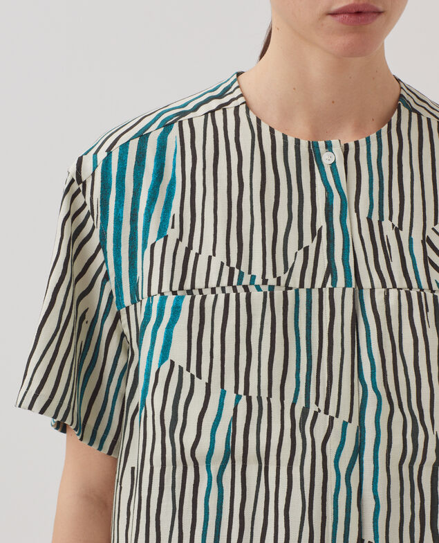 Zebra print flowing shirt J014 big zebra ecru