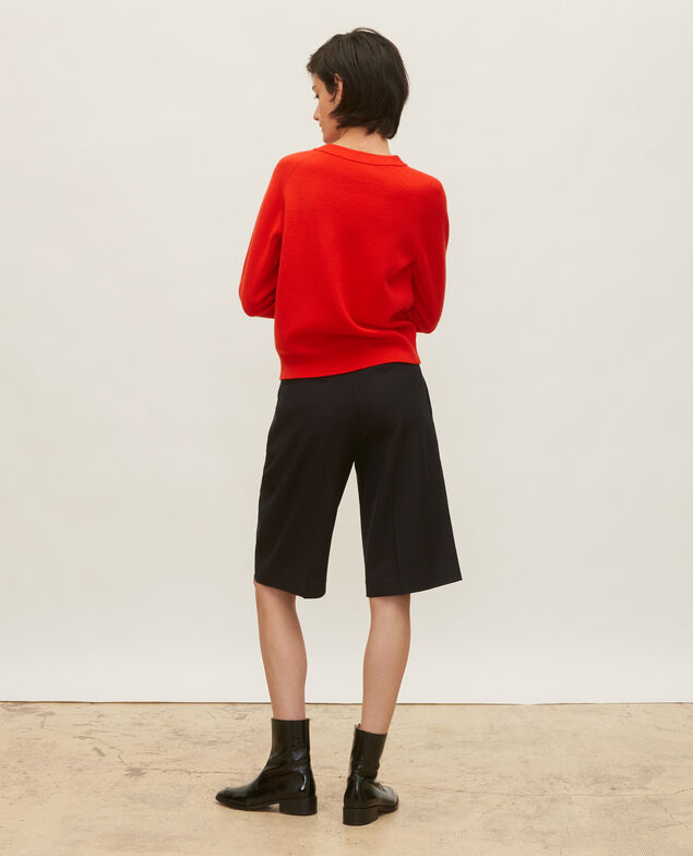Round neck wool cardigan Fiery red