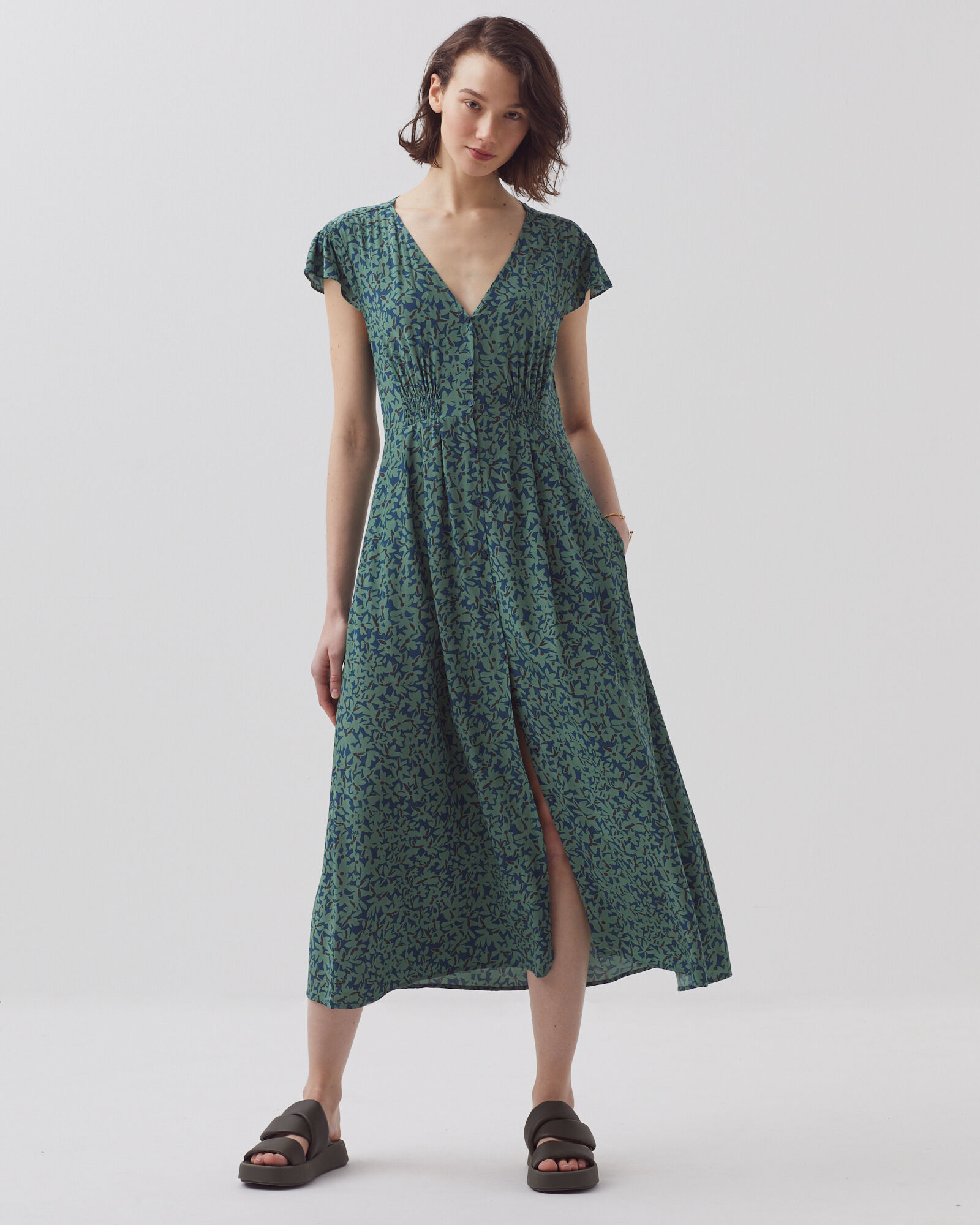 【美品】MHL SUPERFINE COTTON TWILL DRESS JETS Zarla Tie-Front Linen Blend Cover-Up Dress | Anthropologie