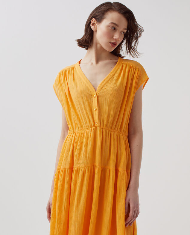 Pleated cotton maxi dress H450 artisan's gold