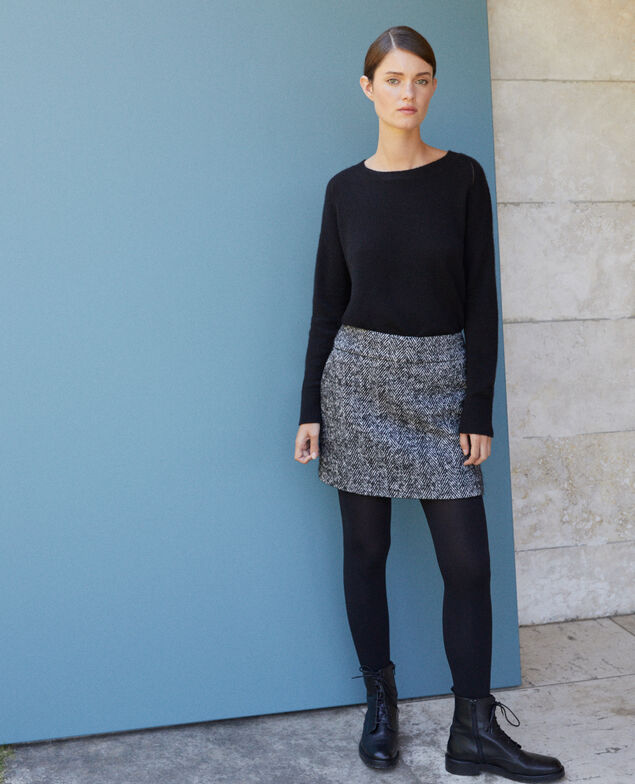 Herringbone mini skirt Black
