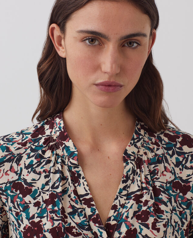Silky long-sleeve shirt J751 leaf burgundy