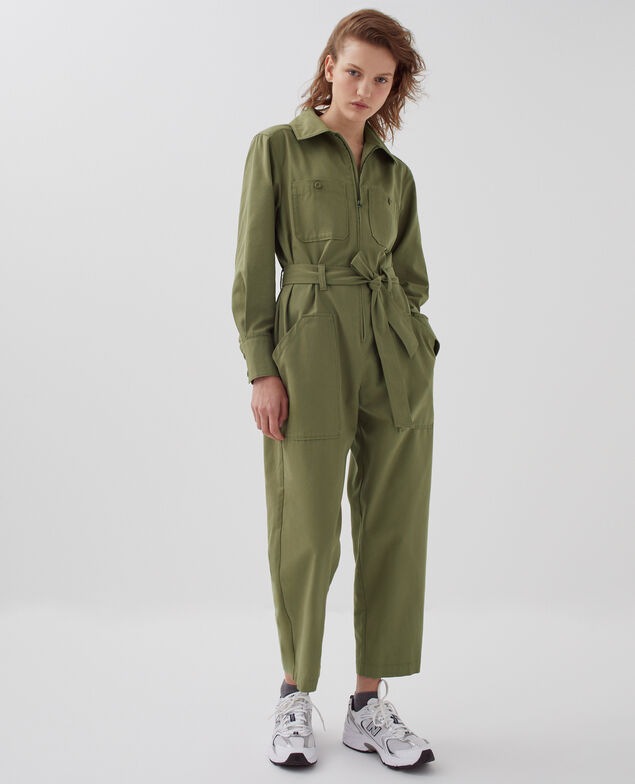 Zip-up cargo jumpsuit I560 covert green