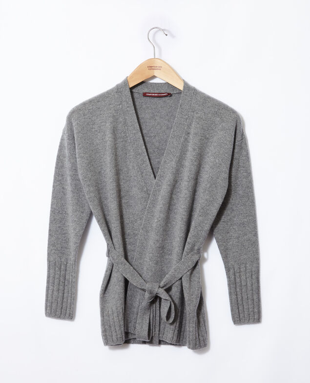 Wrapover cashmere cardigan Light heather grey