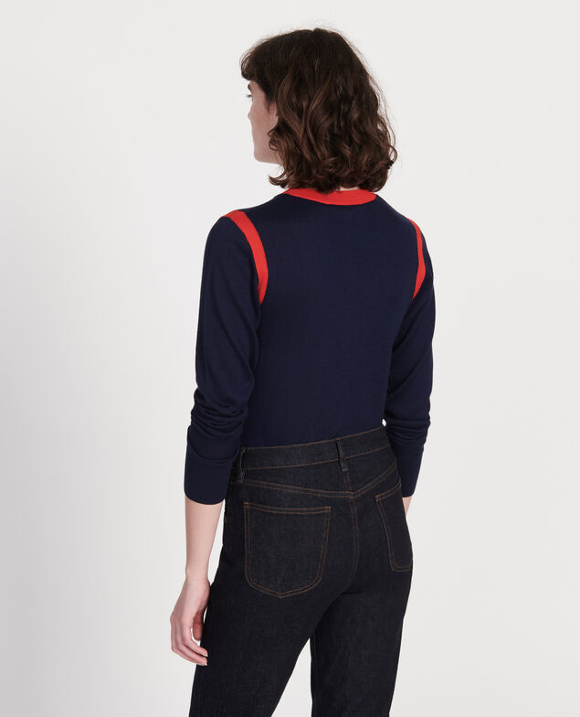Silk cashmere blend jumper Stripes maritime blue fiery red