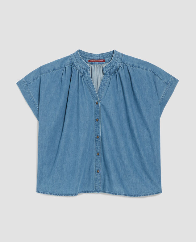Oversize cotton shirt J630 blue wash