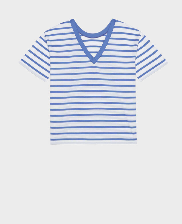 Egyptian cotton t-shirt Stripes optical white amparo blue
