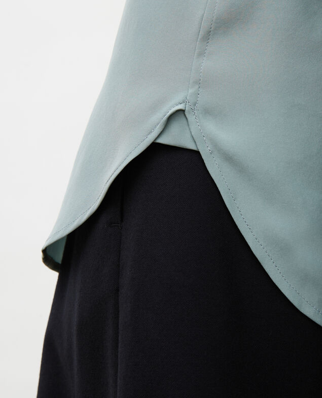  Long-sleeve silk men's shirt Chinois green