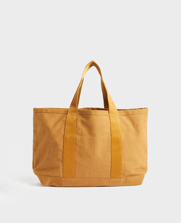 Multi-pocket cotton tote bag Bronze brown